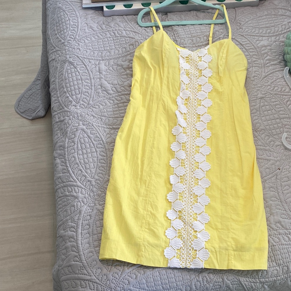 Lilly Pulitzer Yellow Dress with White Lace Accent